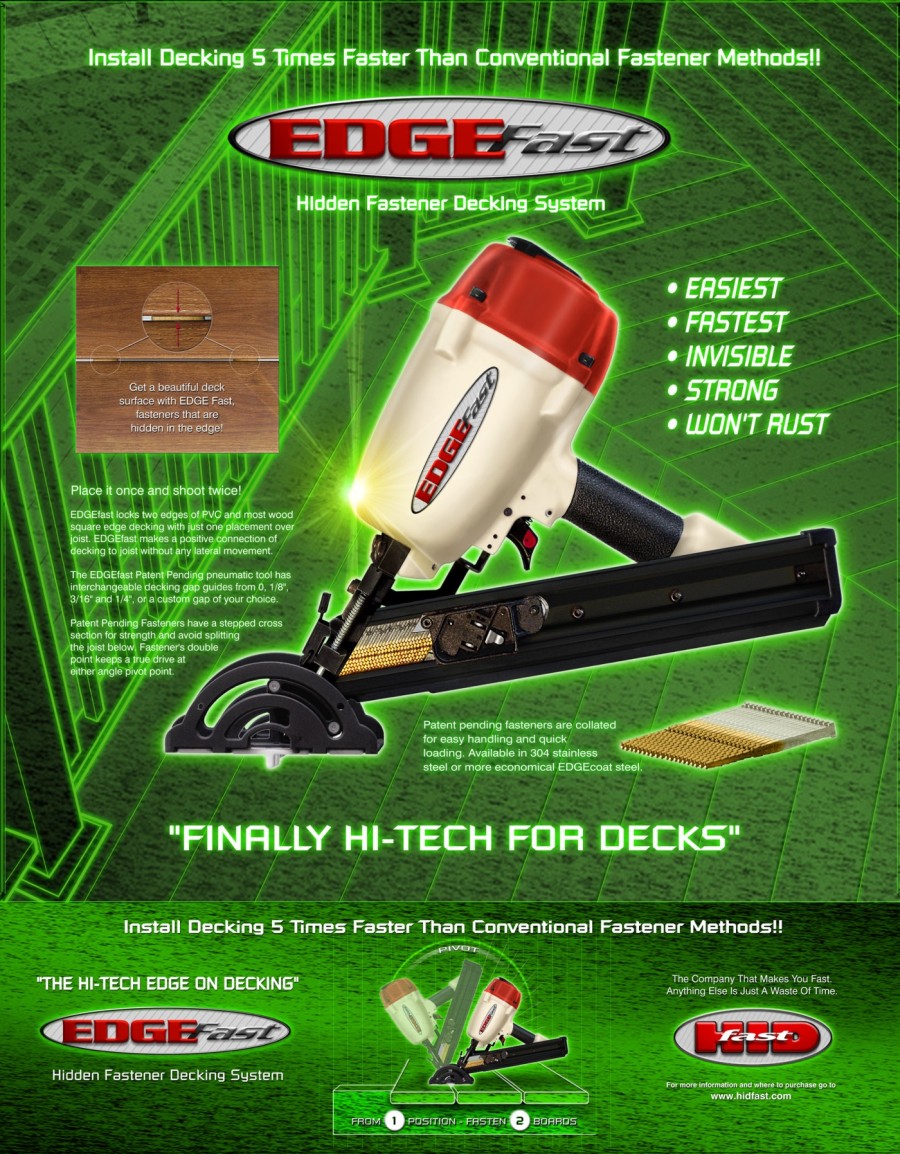 Edge Fast Stainless Steel Hidden Edge Deck Fasteners, Free Edge fast tool with the purchase of 800 S/F of stainless-steel Edge fast fasteners
